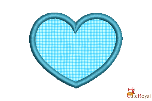 Download Heart Shape Applique – Blue Gingham - Heart Collection