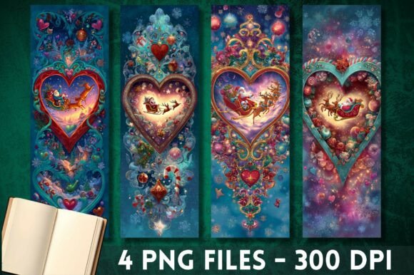 Download Santa Reindeer Heart Frame Bookmark PNG - Heart Collection