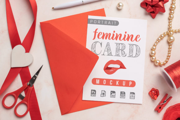 Download Feminine Card and Envelope Mockup - Card Collection