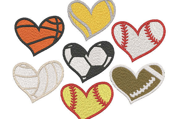 Download Sports Ball Heart Embroidery - Heart Collection