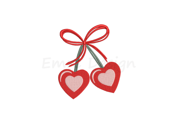 Download Coquette Cherry Heart Embroidery Design - Heart Collection