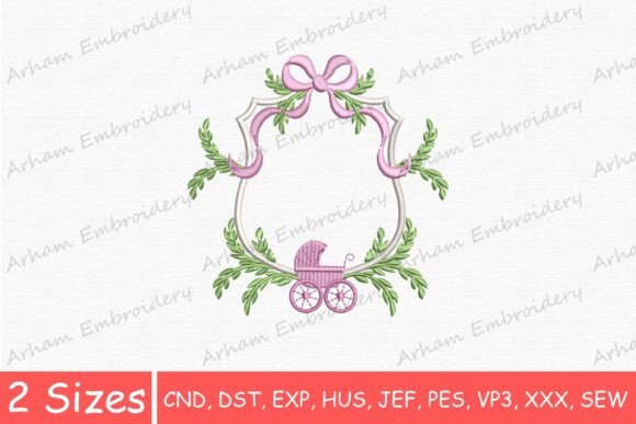 Download Baby Stroller Monogram Floral Bow Frame - Gram Collection