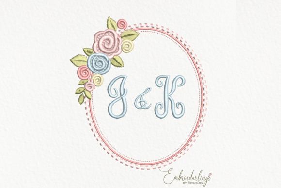 Download Floral Monogram Frame Embroidery Design - Gram Collection