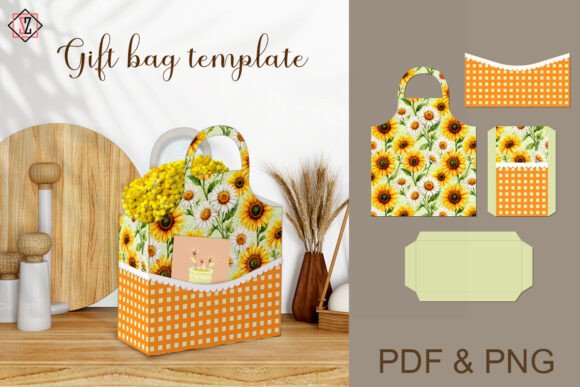 Download Gift Bag Template Apron with Sunflowers - Gift Collection