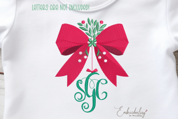 Download Christmas Bow Monogram Frame Embroidery - Gram Collection