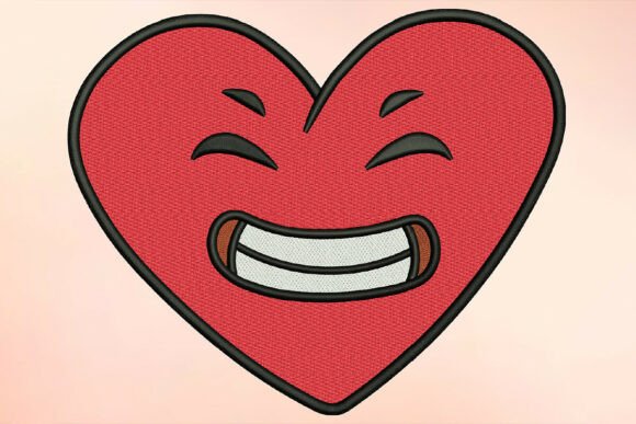 Download Grinning Heart Embroidery Design - Heart Collection