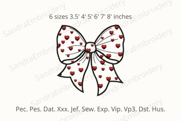 Download Applique Bow Love Heart Embroidery - Heart Collection