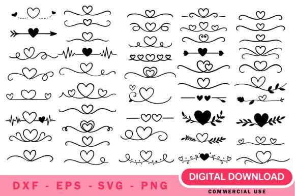 Download Heart Text Divider SVG Bundle - Heart Collection