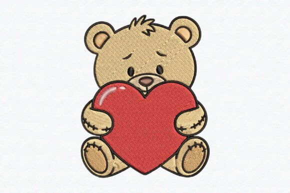 Download Bear with Heart Embroidery Design - Heart Collection