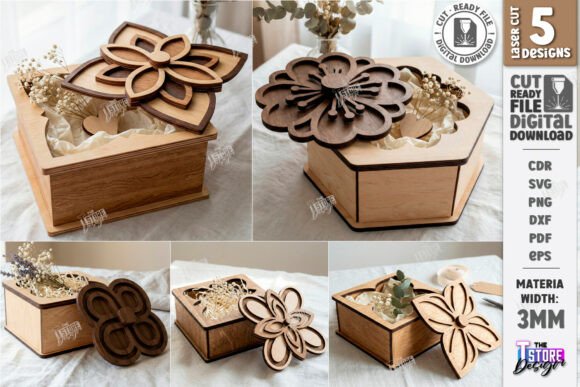 Download Flower Gift Boxes Laser Cut Bundle | CNC - Premium Resources