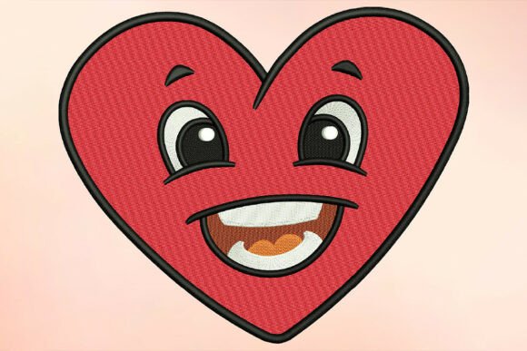 Download Grinning Heart Embroidery Design - Heart Collection