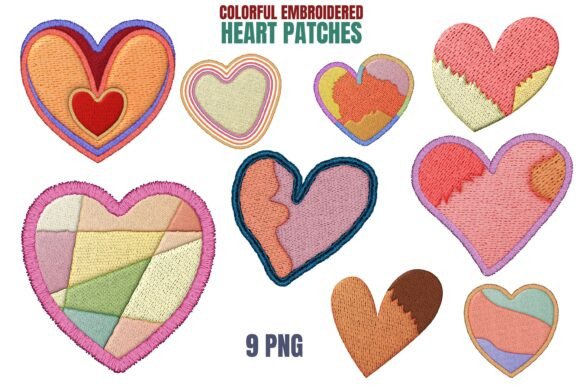 Download 9 Colorful Heart Embroidery Designs - Heart Collection