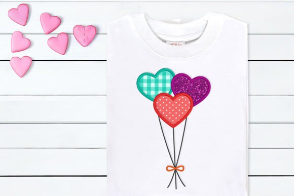 Download Three Heart Balloons Applique Embroidery - Heart Collection