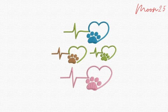 Download Heartbeat Paw Love Embroidery Design - Heart Collection