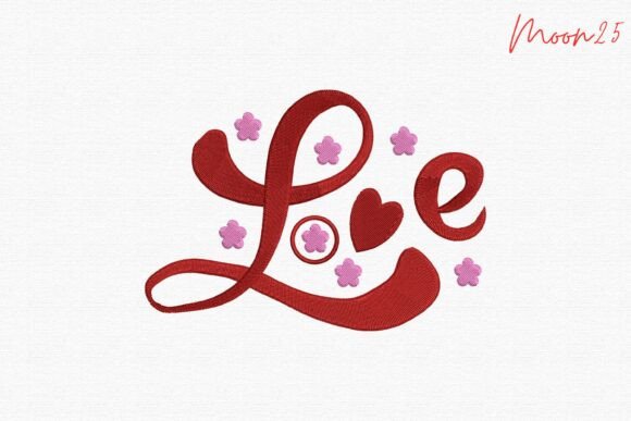 Download Love Script Heart Embroidery Design - Heart Collection