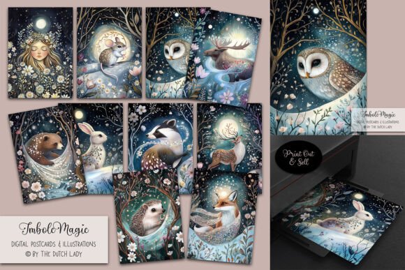 Download Imbolc Magic Postcard Illustration Set - Card Collection